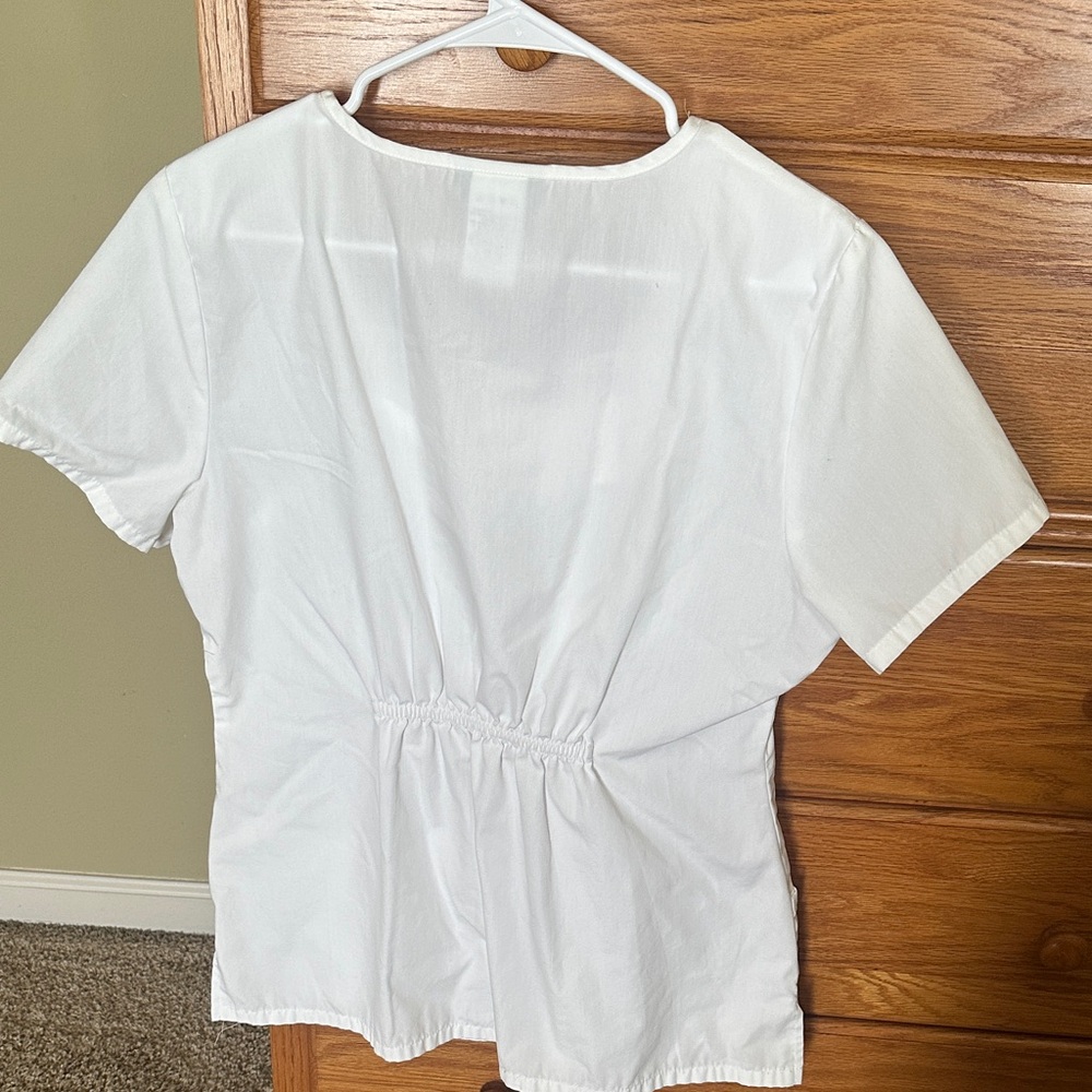 Cherokee White Women's Blouse with neckline detail & 2 pair of scrub pants FREE! - Picture 16 of 16